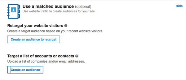 Haga clic en el botón Crear una audiencia.