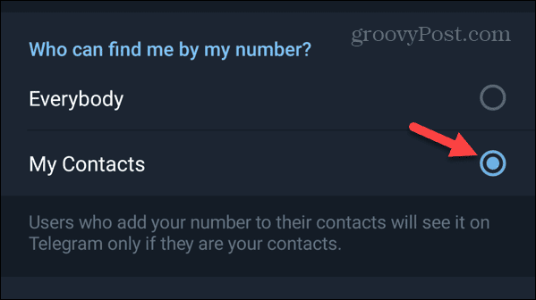 ¿Quién puede encontrarme por mi número en Telegram en Android?