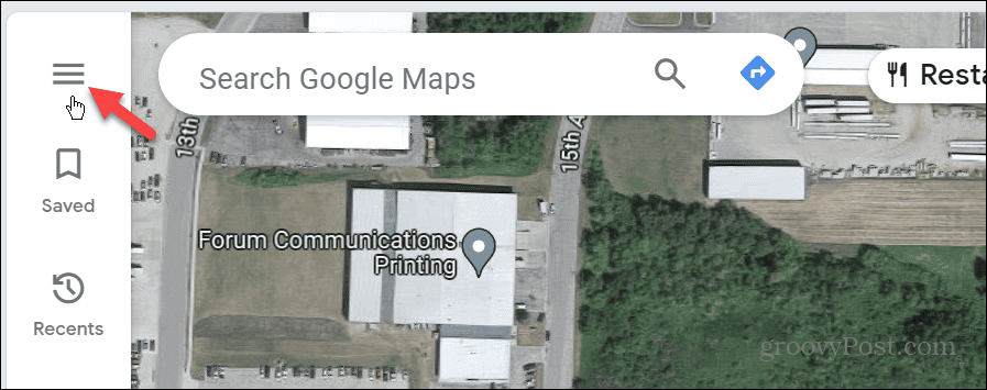 botón de menú google mapas