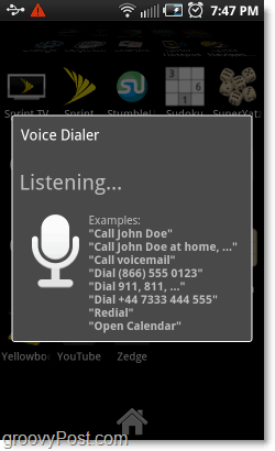 Marcador de voz escuchando comandos en el teléfono Android