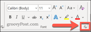 Acceso a la configuración de fuente en Word