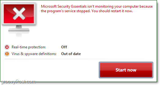 Microsoft Security Essentials debe reiniciarse notificación