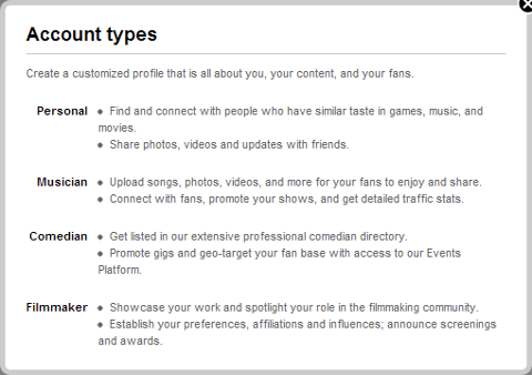 Nuevos roles de perfil de Myspace