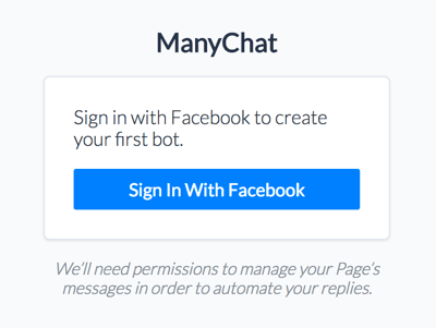 Inicie sesión en ManyChat con su cuenta de Facebook.