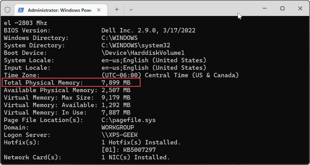 verifique la información de RAM en Windows 11