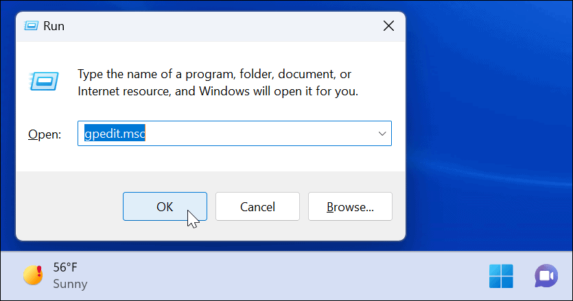ejecutar evitar ediciones de configuración rápida en Windows 11