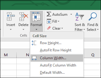 ancho de columna de Excel