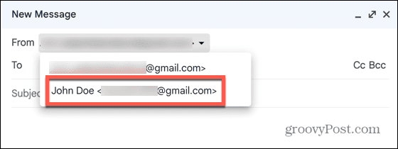 gmail seleccionar alias
