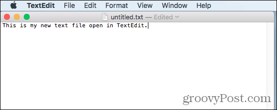 Archivo de texto abierto en TextEdit en Mac
