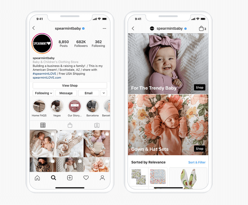 A partir del verano en los EE. UU., Instagram Shop permite a los usuarios buscar productos y explorar colecciones directamente a pestaña de compras dedicada que se encuentra dentro de Instagram Explore que llevará a los usuarios directamente a la tienda de una marca o al que se puede comprar puestos.