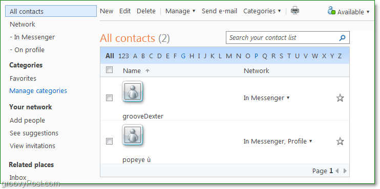 administra tus contactos usando windows live people