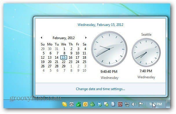 Reloj de calendario de Windows