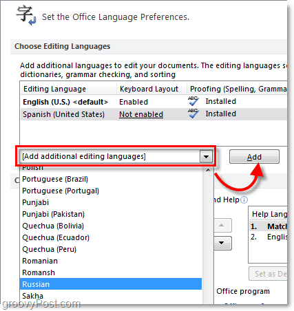agregar idiomas adicionales de Office 2010