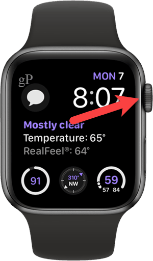 Presione la corona digital en su Apple Watch