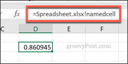 Una referencia de celda con nombre de un archivo externo de Excel
