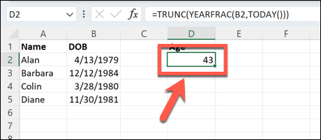 Excel resultado fraccionamiento anual