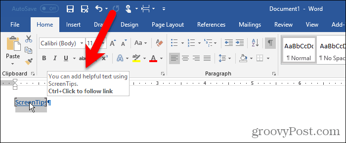 Información personalizada sobre el texto en Word