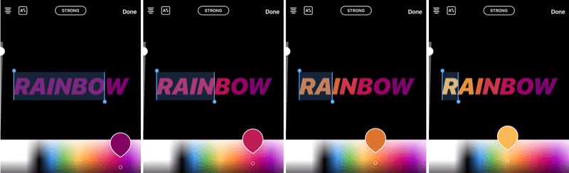 crear texto de arco iris en Instagram Stories