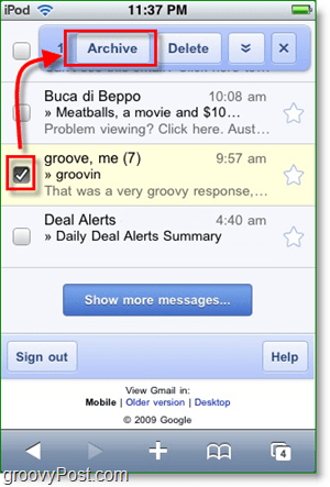 Cómo archivar un correo electrónico en Gmail Mobile