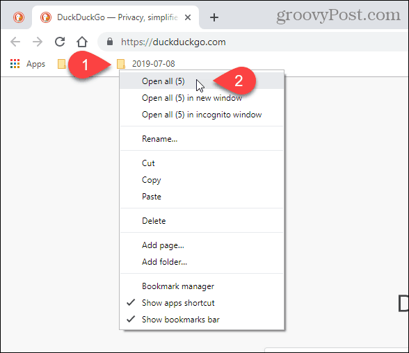 Seleccione Abrir todo (X) en Chrome
