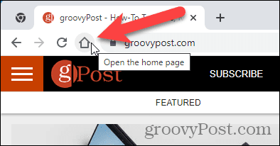Se muestra la página de inicio al hacer clic en el botón Inicio en Chrome