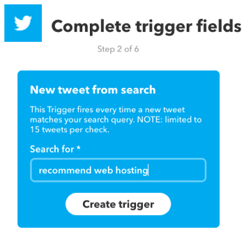 Cree un subprograma IFTTT que se active mediante una búsqueda en Twitter.