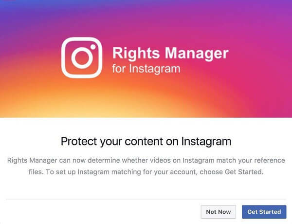 Instagram parece haber habilitado Rights Manager para Instagram.