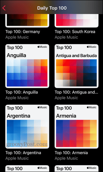 listas de música de apple top 100 países