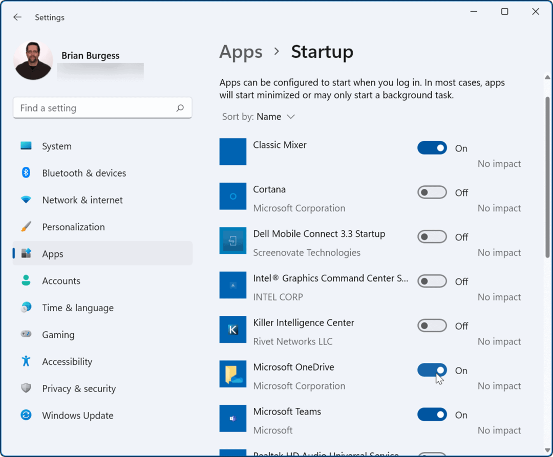 active las aplicaciones de inicio durante el inicio en Windows 11