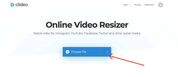 subir video a Clideo Online Video Resizer