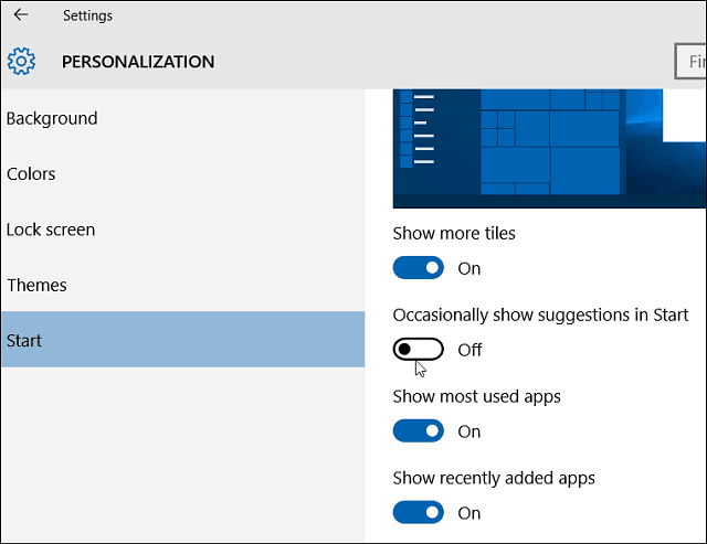 Configuración de inicio de Windows 10