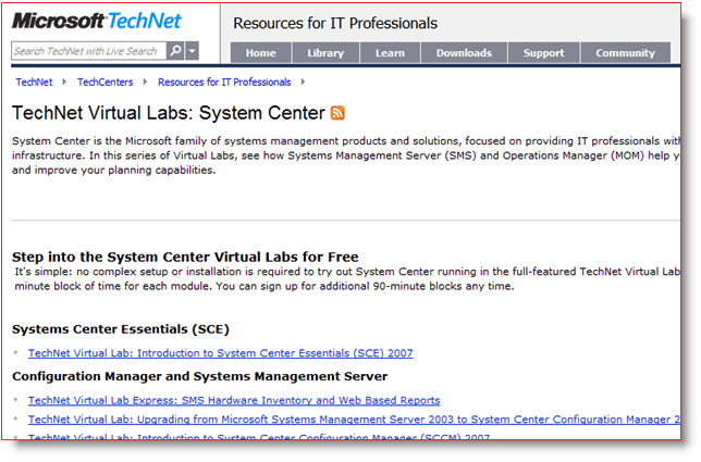 Laboratorios virtuales de Microsoft TechNet