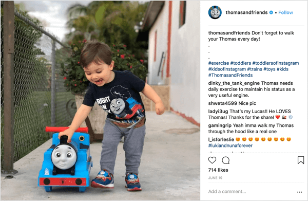 Thomas & Friends comparte fotos enviadas por padres de niños que utilizan productos de la marca.