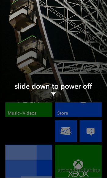 Lado hacia abajo para apagar Windows Phone 8
