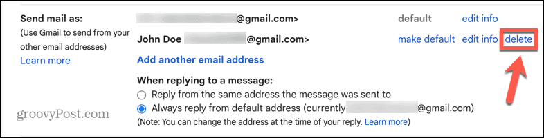 gmail eliminar alias