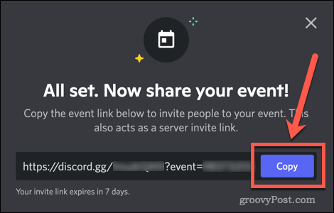 Compartir un evento de Discord