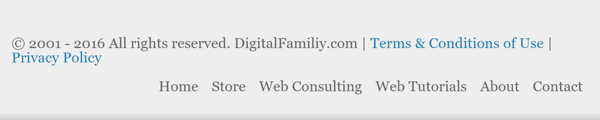 Un sitio web a menudo muestra sus Términos de uso en el pie de página.