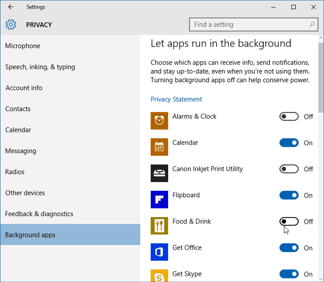 Desactivar las aplicaciones en segundo plano Windows 10