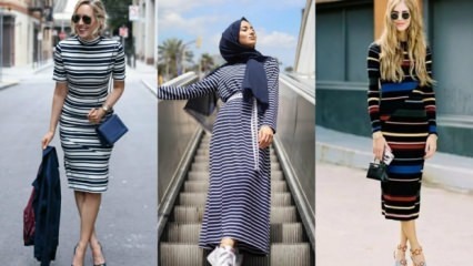 ¿Cómo se combinan los vestidos de rayas horizontales?