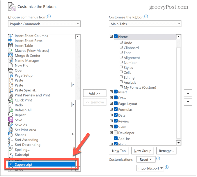 comando de subíndice de excel