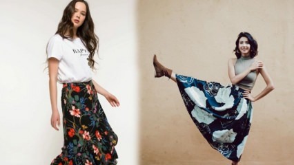 Preferencia de Aybüke Pusat modelos de falda con estampado floral de la temporada de otoño 2019