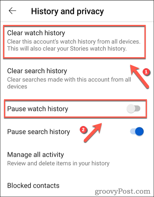 Borrar el historial de reproducciones de YouTube en Android.