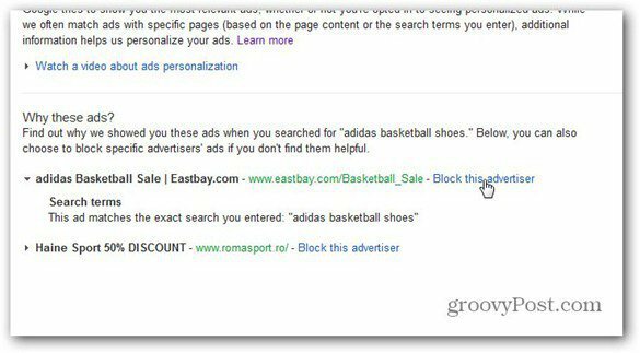 los anuncios de Google bloquean al anunciante