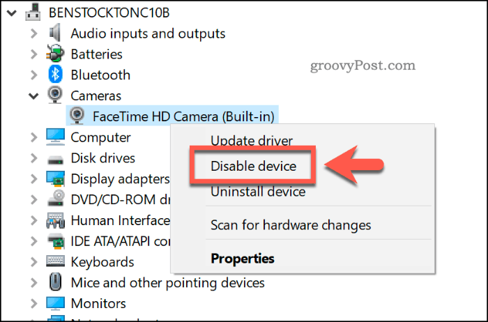 Deshabilitar un dispositivo en el Administrador de dispositivos de Windows 10