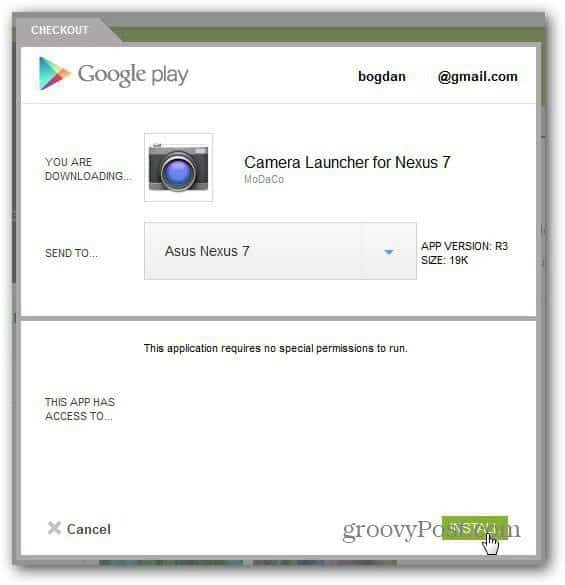 Google Nexus 7 instala la cámara