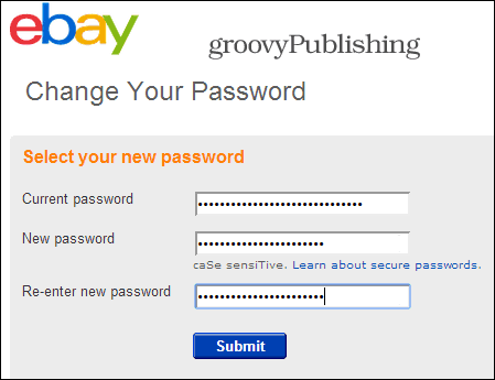 eBay cambiar contraseña configuración de cuenta información personal contraseña 2