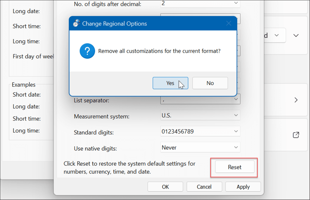 restablecer la configuración de la región en Windows 11