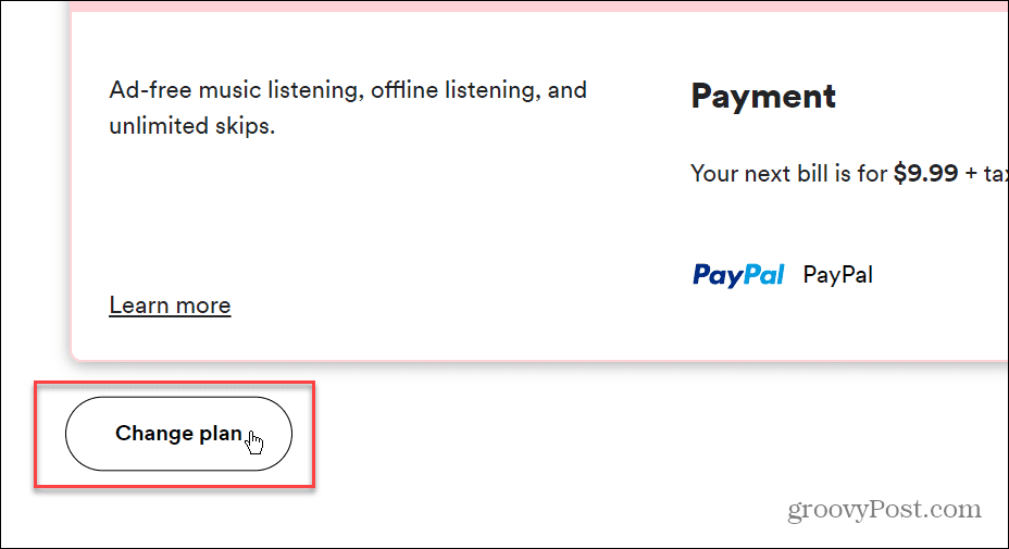 Cambiar el método de pago en Spotify