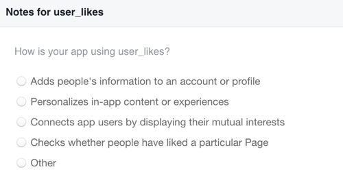 Explique cómo utilizará los datos de Me gusta de Facebook que recopile.