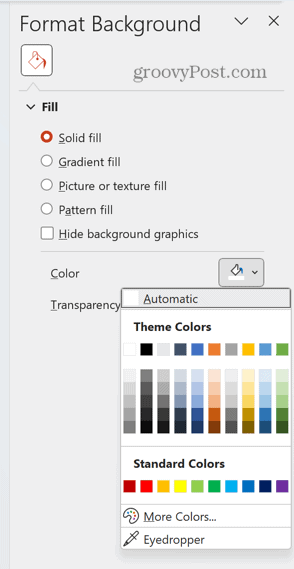 powerpoint seleccione el color de fondo
